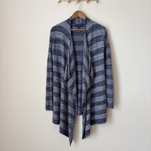 Barefoot Dreams Calypso Wrap Sweater Small Medium Bamboo Chic Lite Blue Stripe - Picture 8 of 8